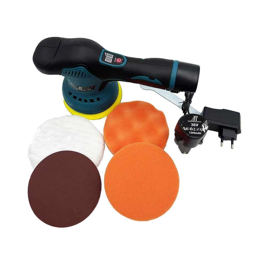 Aparat Polish AT PERFORMANCE®, Auto Electric 36V, 2 Acumulatori, Fără Fir, 8 Viteze, 2500–5000 RPM, Portabil, Albastru/Negru